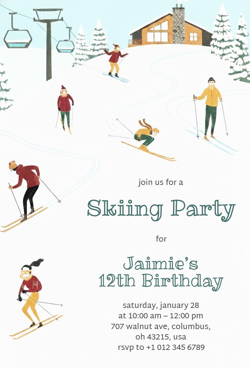 Exciting Skiing Adventure 12th Birthday Invitation Template