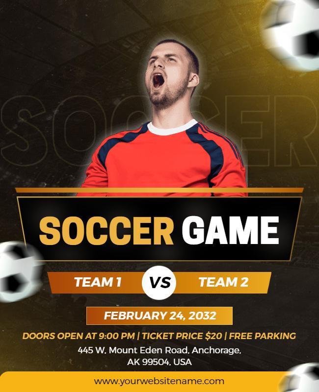 Dynamic Orange Soccer Game Match Flyer Template