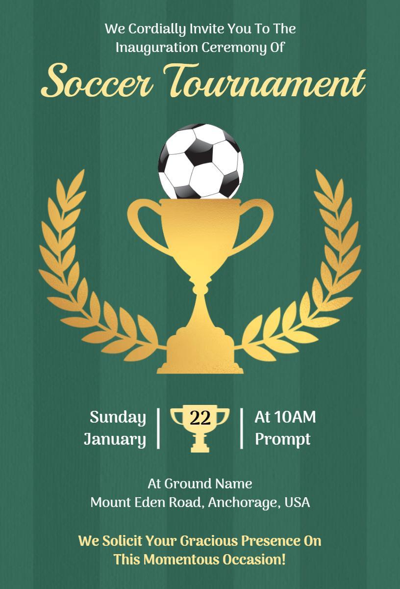 Exciting Soccer Tournament Inauguration Ceremony Invitation Template
