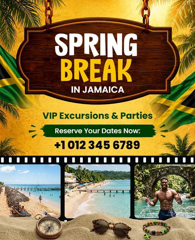 Exciting Spring Break in Jamaica Flyer Template