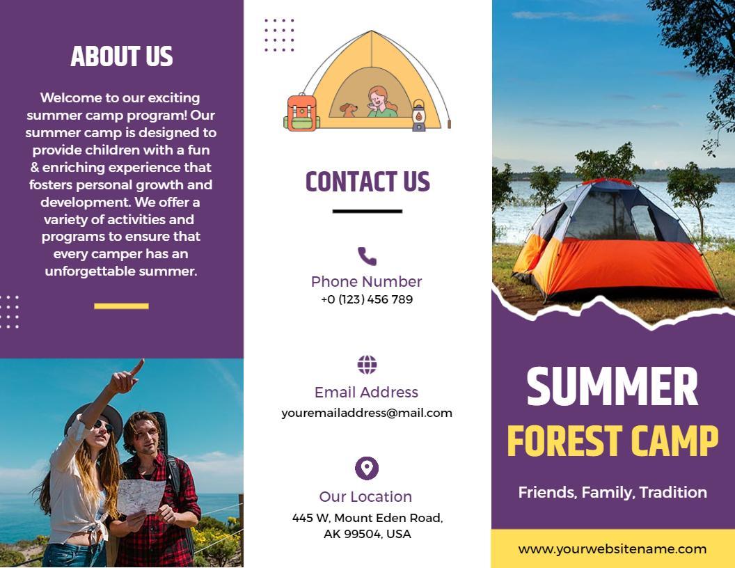 Exciting Summer Camp Adventure in Nature and Wildlife Brochure Template