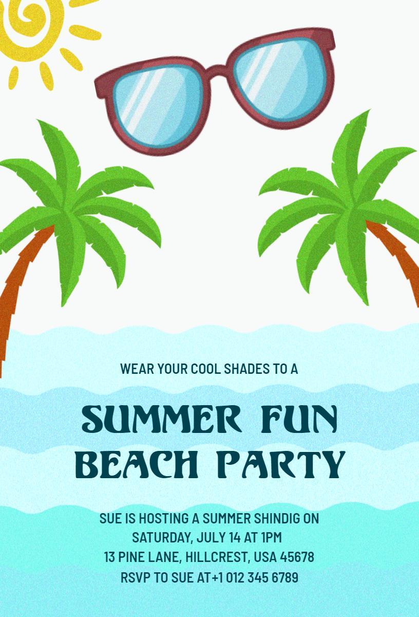 Exciting Summer Fun Tropical Beach Party Invitation Template