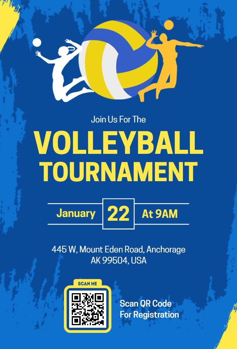 Exciting Volleyball Tournament Sports Competition Invitation Template