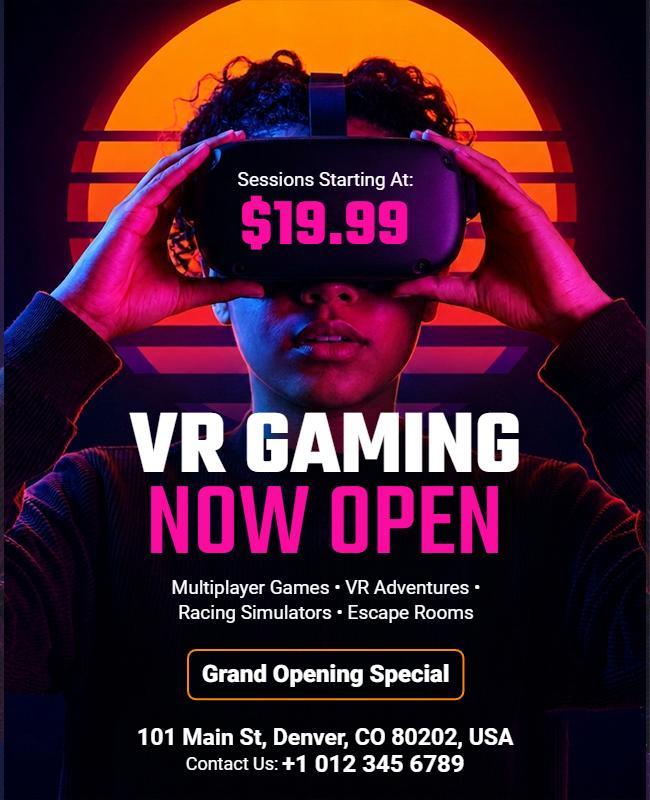 Exciting VR Gaming Now Open Flyer Template