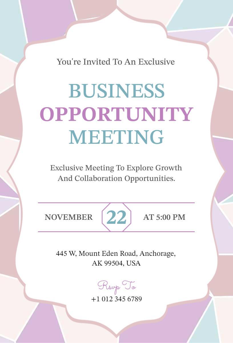 Exclusive Business Opportunity Meeting Invitation Template
