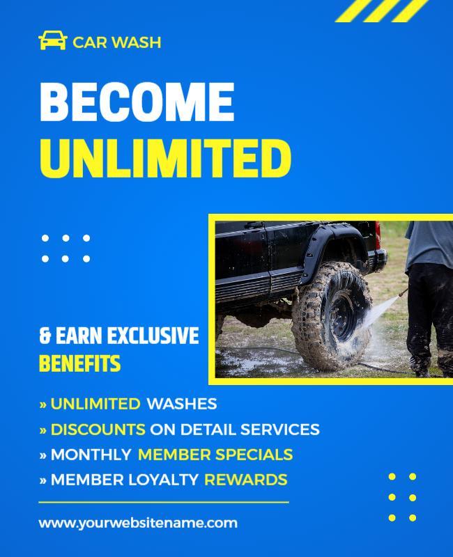 Exclusive Car Wash Membership Benefits Flyer Template