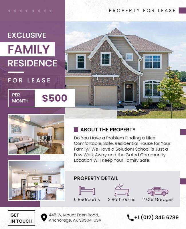 Exclusive Family Residence Lease Flyer Template