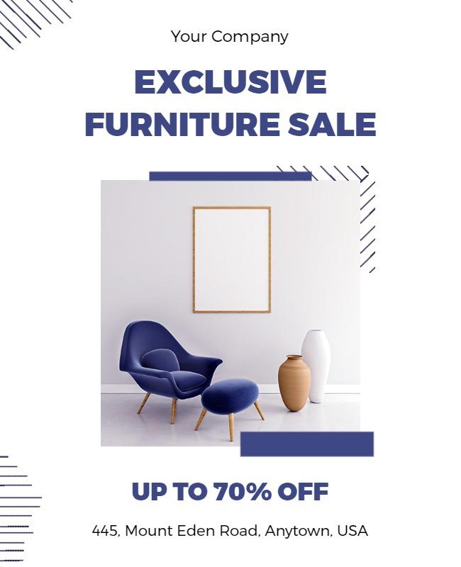 Modern White and Blue Exclusive Furniture Sale Flyer Template