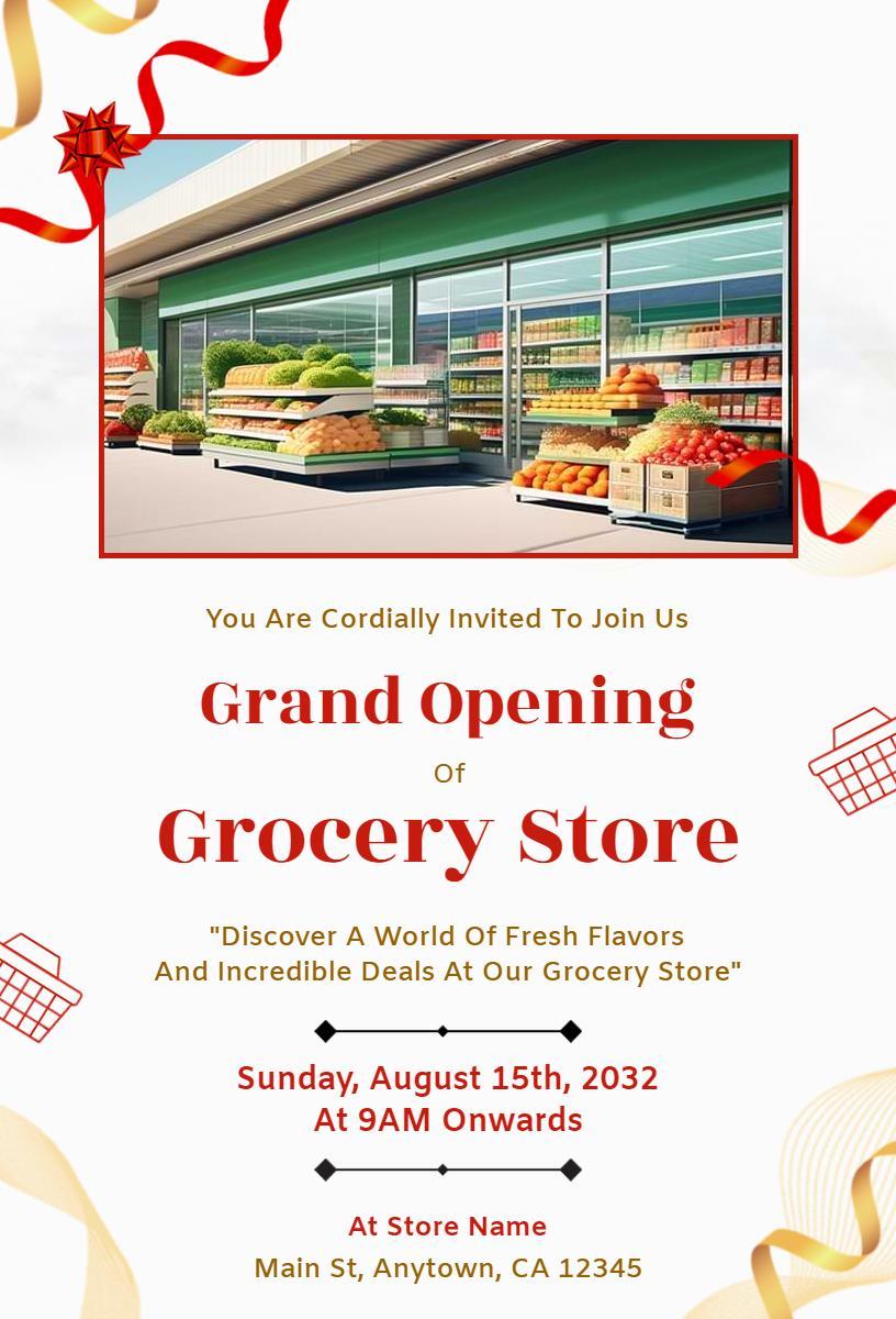 Exclusive Grocery Store Grand Opening Celebration Invitation Template