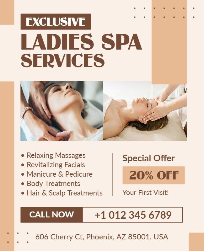 Exclusive Ladies Spa Services Promotional Flyer Template