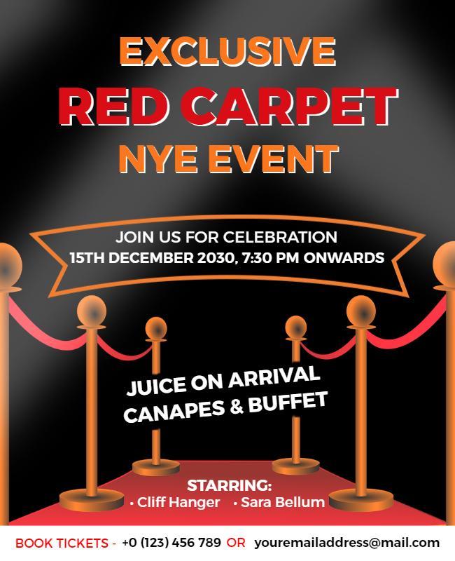 Exclusive Red Carpet New Year Celebration Flyer Template