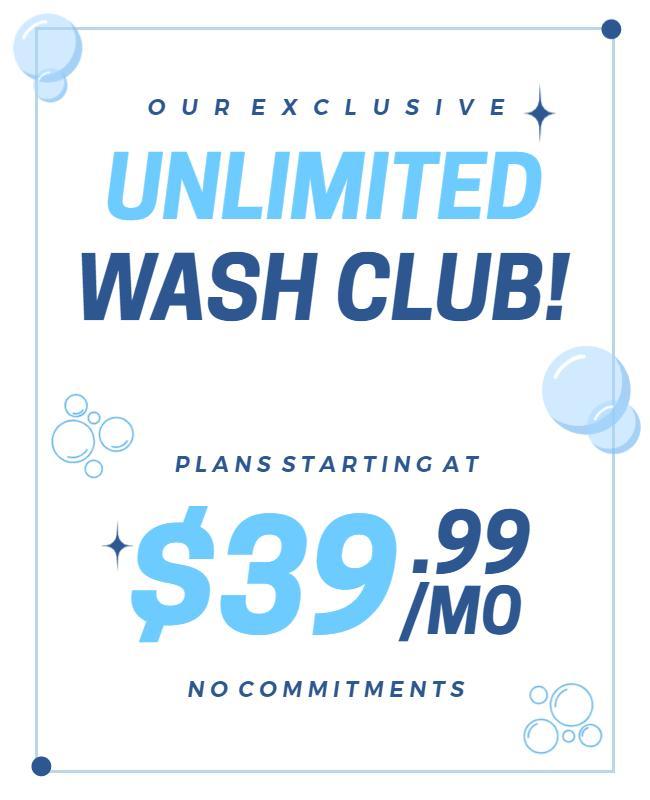 Exclusive Unlimited Wash Club Promotional Flyer Template