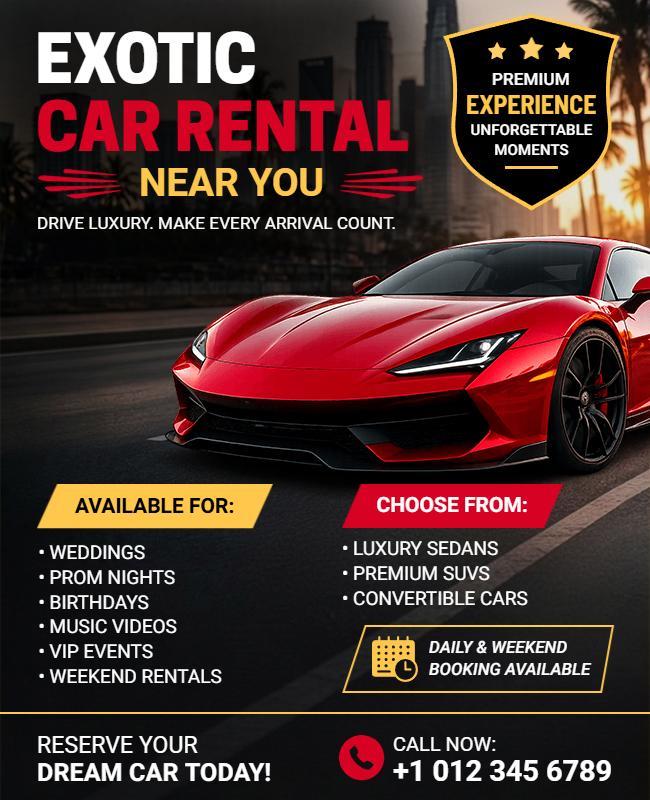 Exotic Car Rental Service Promotion Flyer Template
