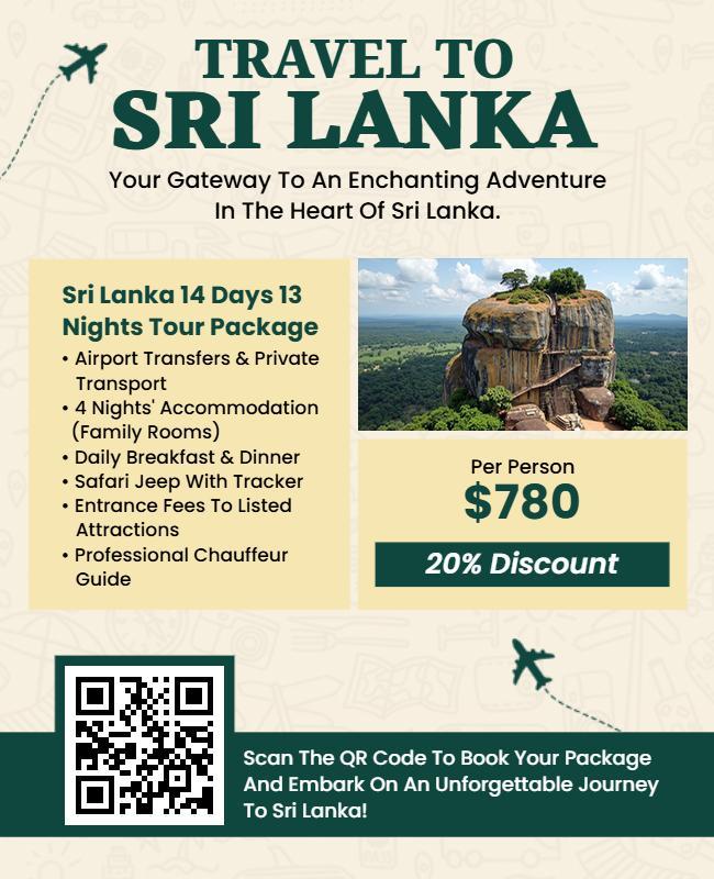 Exotic Green Sri Lanka Travel Tour Package Flyer Template