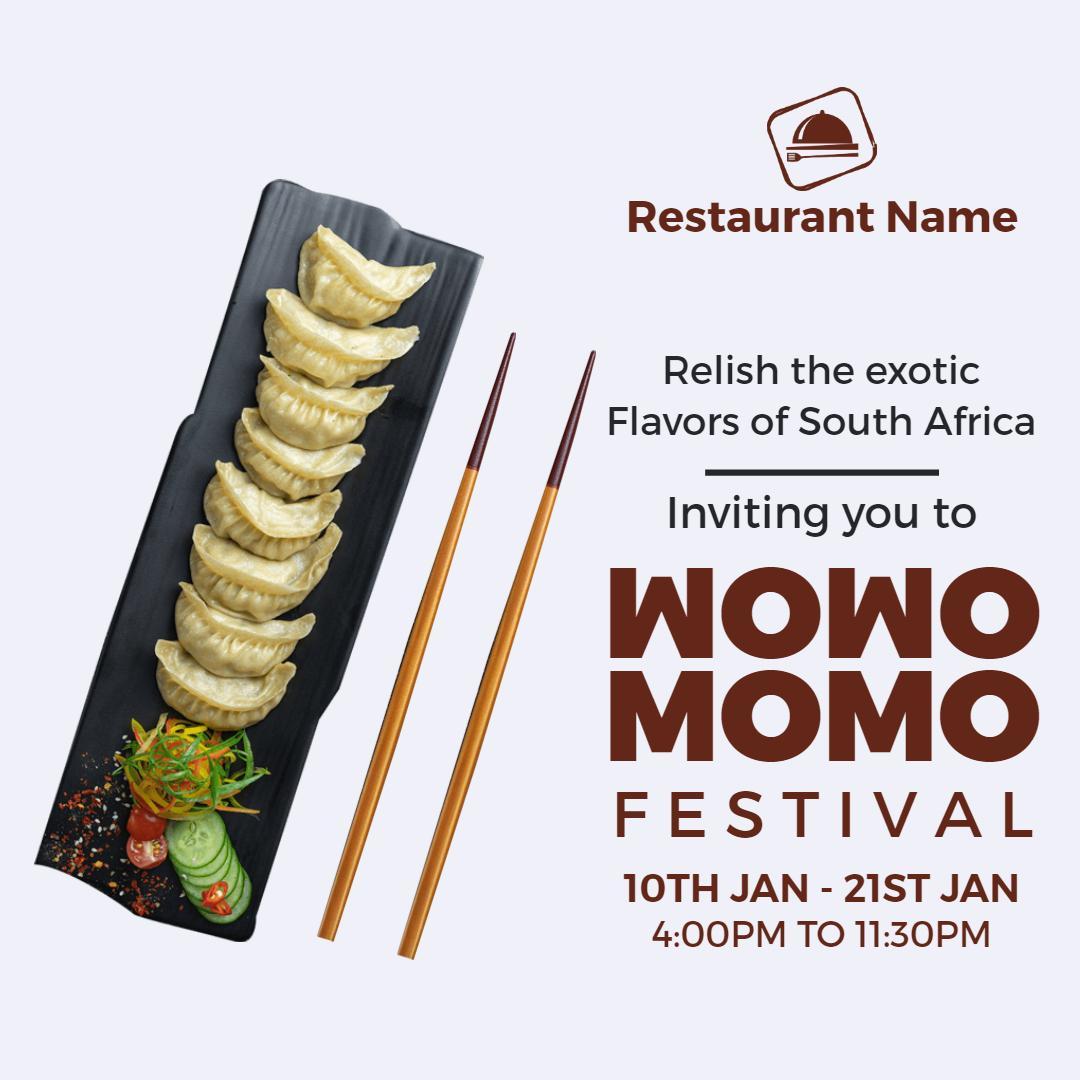 Exotic South African Flavors for Wowo Momo Festival Ad Template