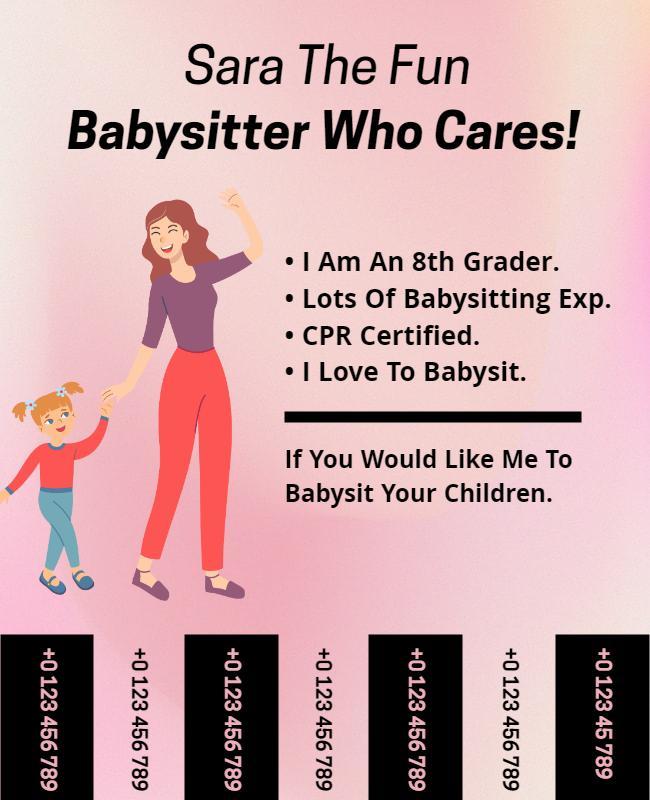 Experienced Babysitting Service Promotion Flyer Template