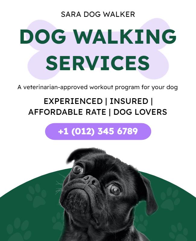 Experienced Dog Walking Services Flyer Template