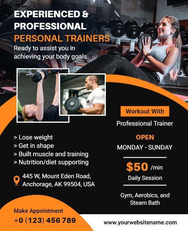 Experienced Personal Trainers Fitness Promotion Flyer Template