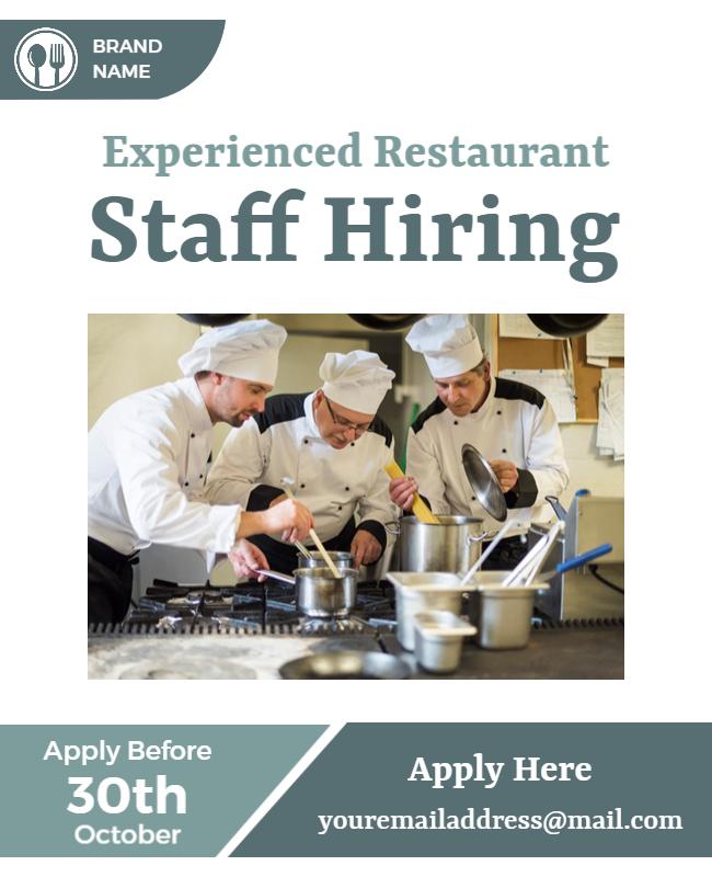 Experienced Restaurant Chef Recruitment Flyer Template