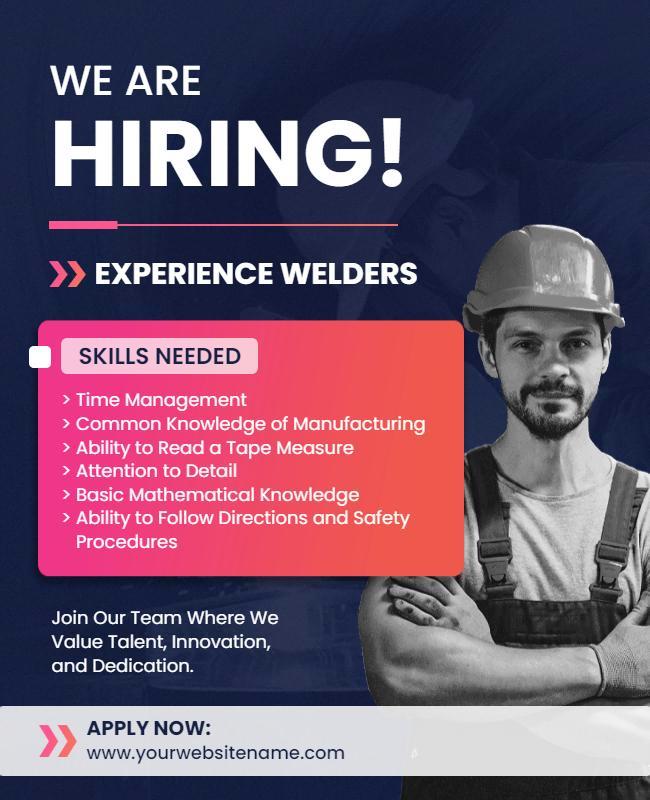 Experienced Welder Job Hiring Flyer Template