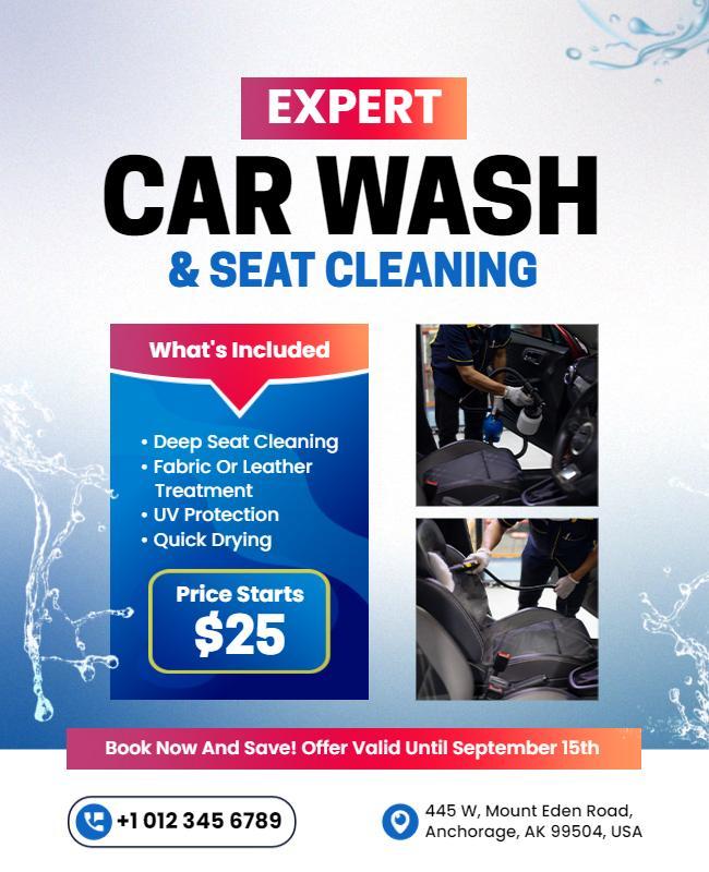 Expert Car Wash and Seat Cleaning Flyer Template