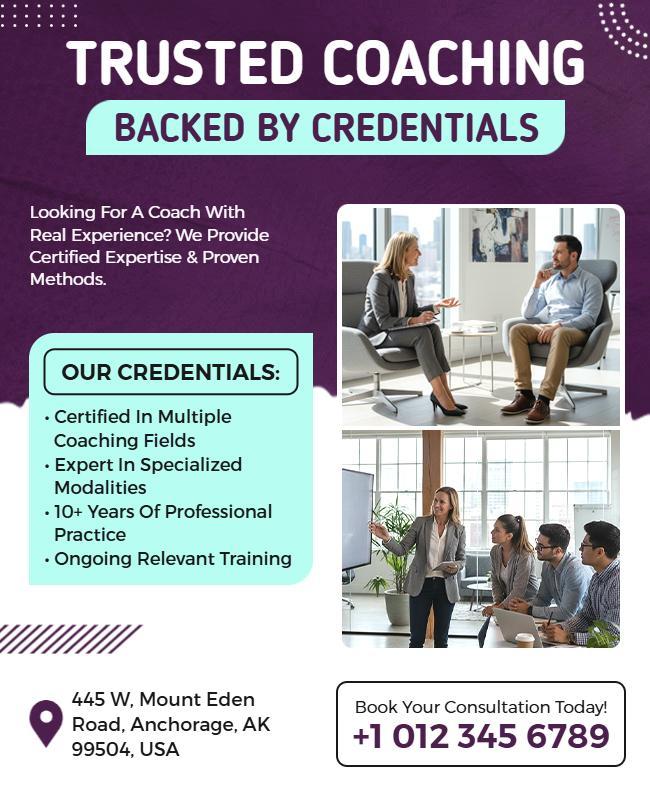 Expert Coaching Credentials Showcase Flyer Template