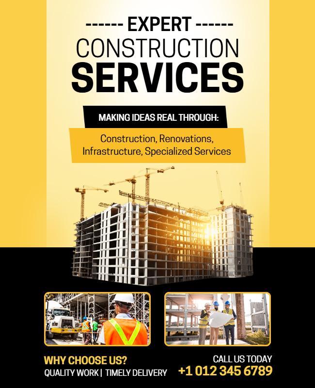 Expert Construction and Renovation Services Flyer Template