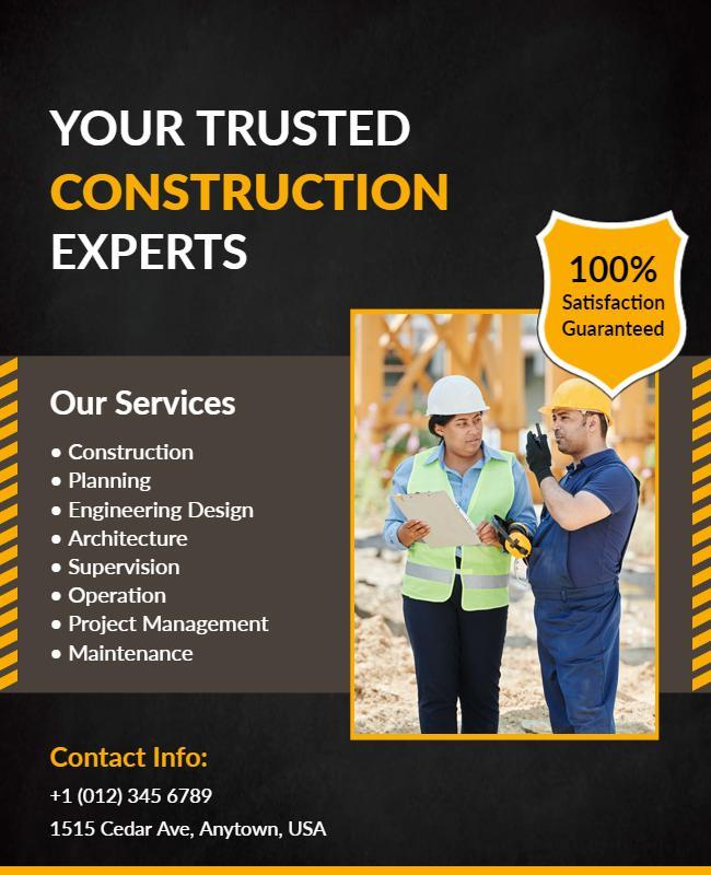 Expert Construction Services Promotional Flyer Template