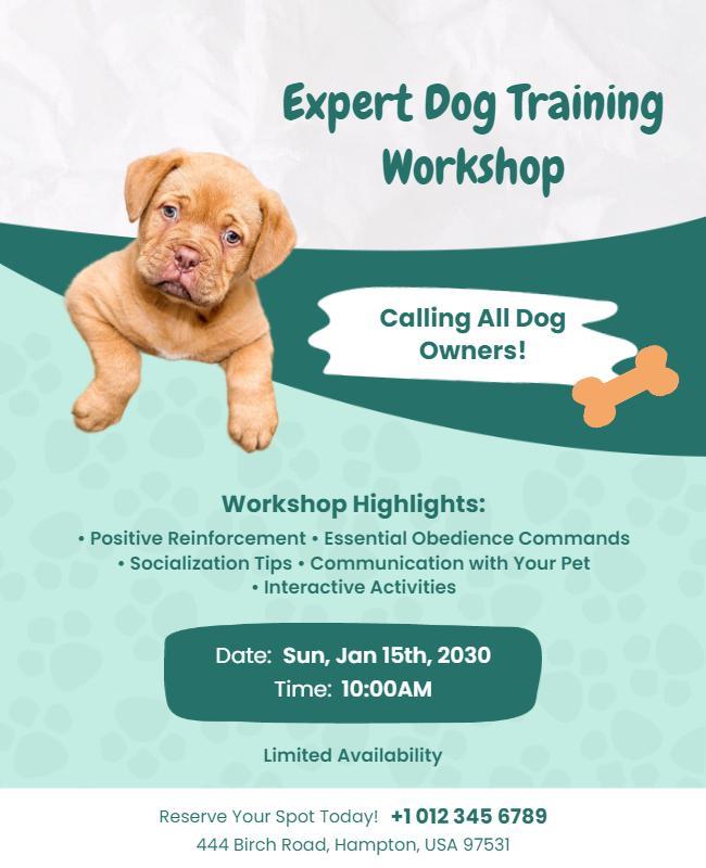 Expert Dog Training Workshop Flyer Template