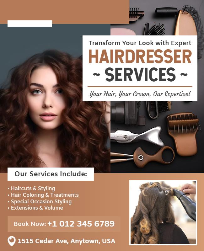 Expert Hairdresser Services Promotional Flyer Template