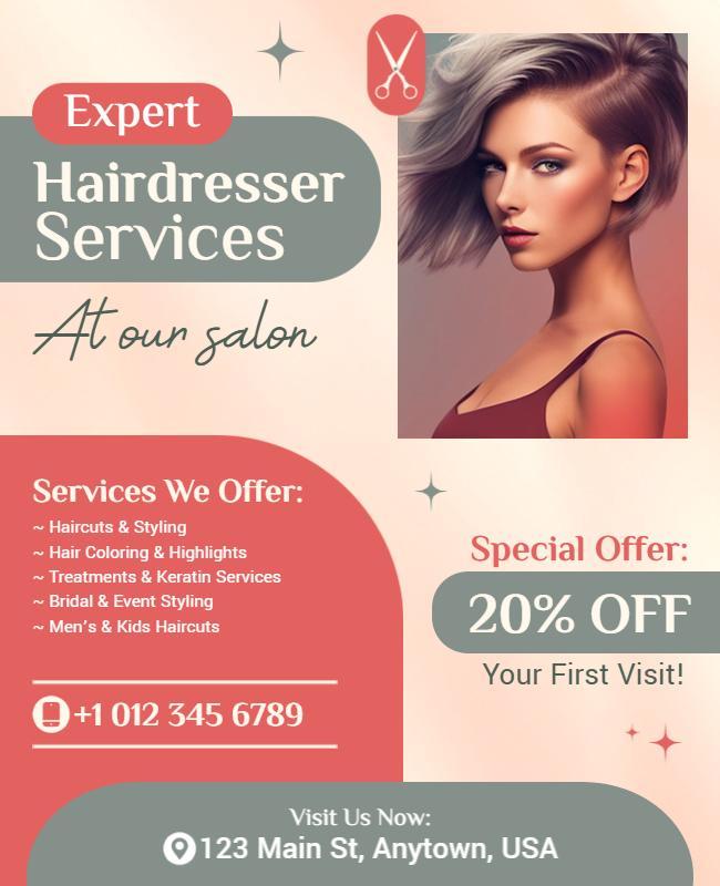 Expert Hairdresser Services Salon Flyer Template