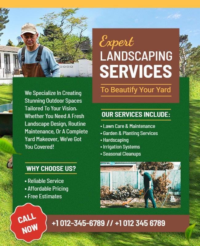 Expert Landscaping Services Promotion Flyer Template