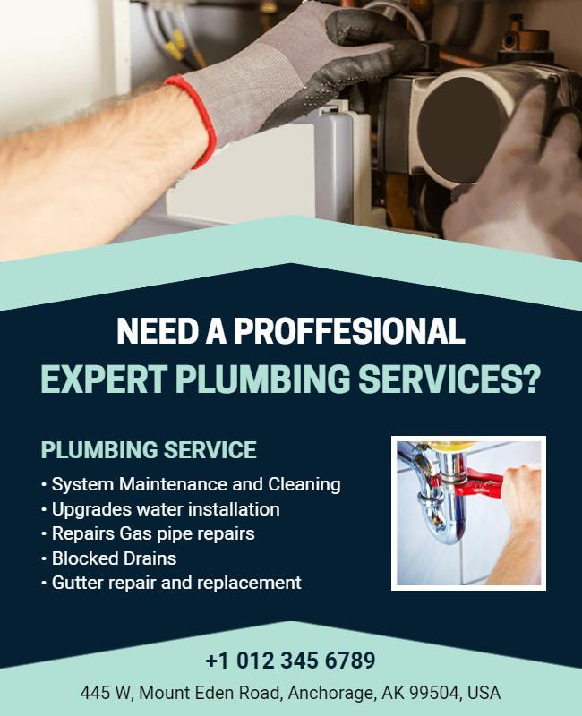 Expert Plumbing Services Promotion Flyer Template