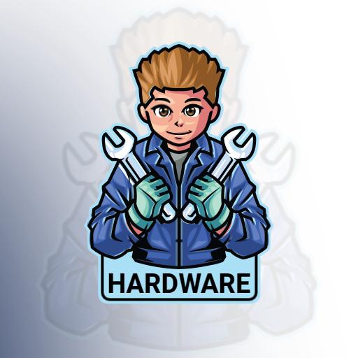 Expert Young Technician Holding Tools for Hardware Logo Template