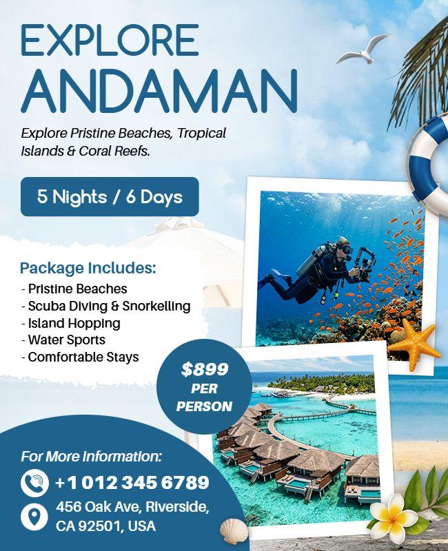 Explore Andaman Island Adventure Tour Flyer Template