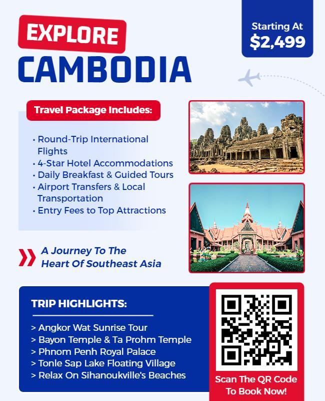 Explore Cambodia Travel Package Flyer Template