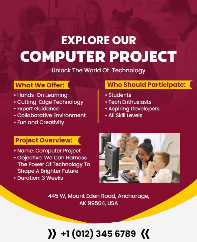 Explore Computer Project Educational Flyer Template