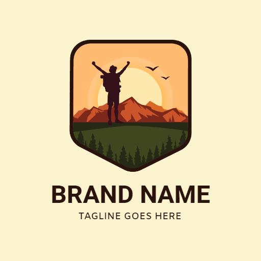 Explore Majestic Mountains and Nature as a Thriving Traveler Logo Template