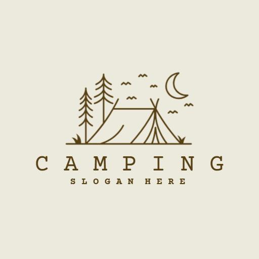 Explore Nature with a Cozy Brown Camping Scene Logo Template