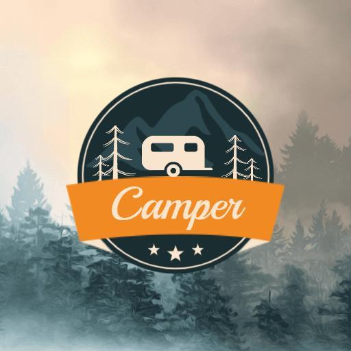 Explore Nature with Vintage Camper Trailer Adventure Logo Template