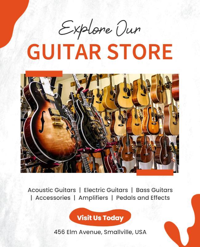 Explore Our Guitar Store Promotion Flyer Template