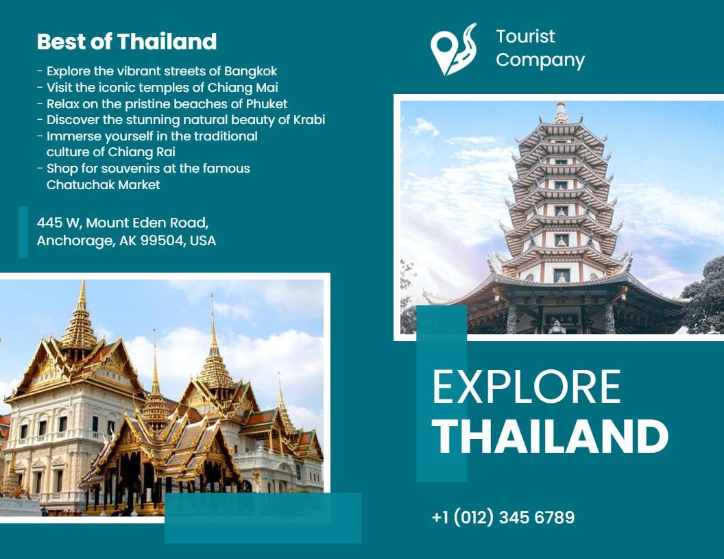Explore Thailand Vibrant Tourist Attractions and Travel Guide Brochure Template