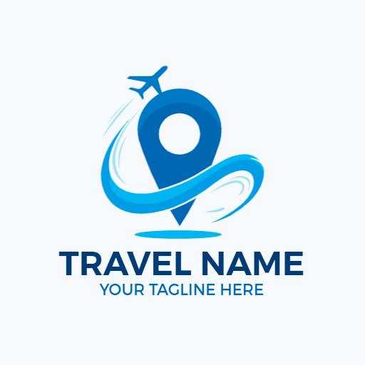 Explore Vibrant Blue Icon Representing Travelling Adventure Logo Template
