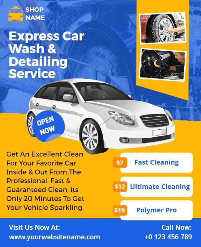 Express Car Wash and Detailing Service Flyer Template