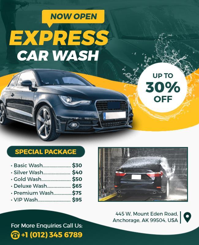 Express Car Wash Promotional Flyer Template