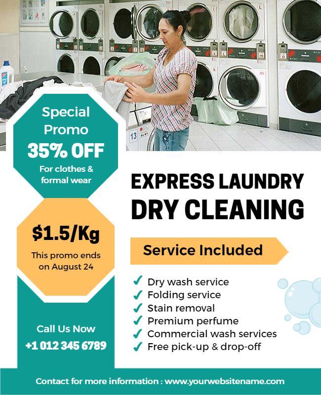 Express Laundry and Dry Cleaning Services Flyer Template