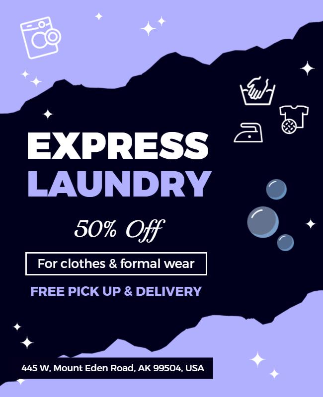 Express Laundry Service Promotion Flyer Template