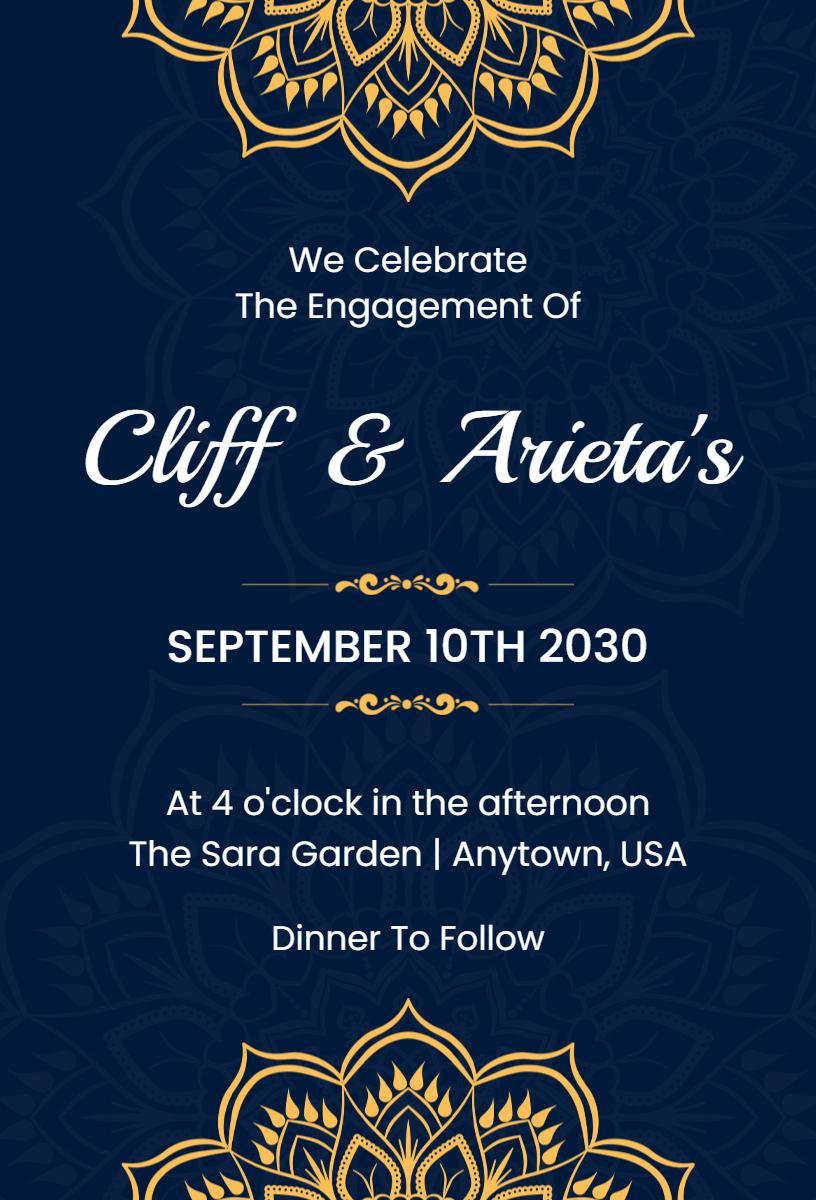 Exquisite Mandala Themed Engagement Celebration Invitation Template