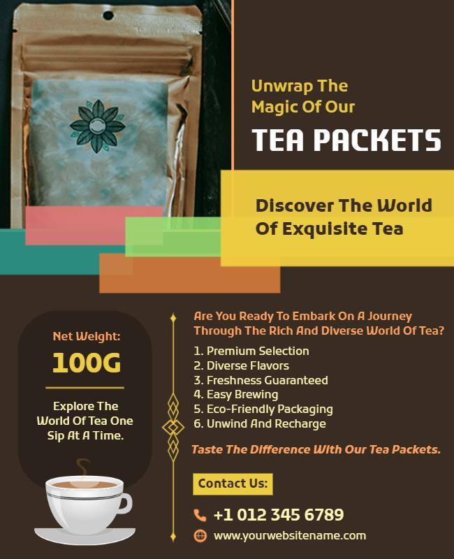 Exquisite Tea Packets Promotional Flyer Template