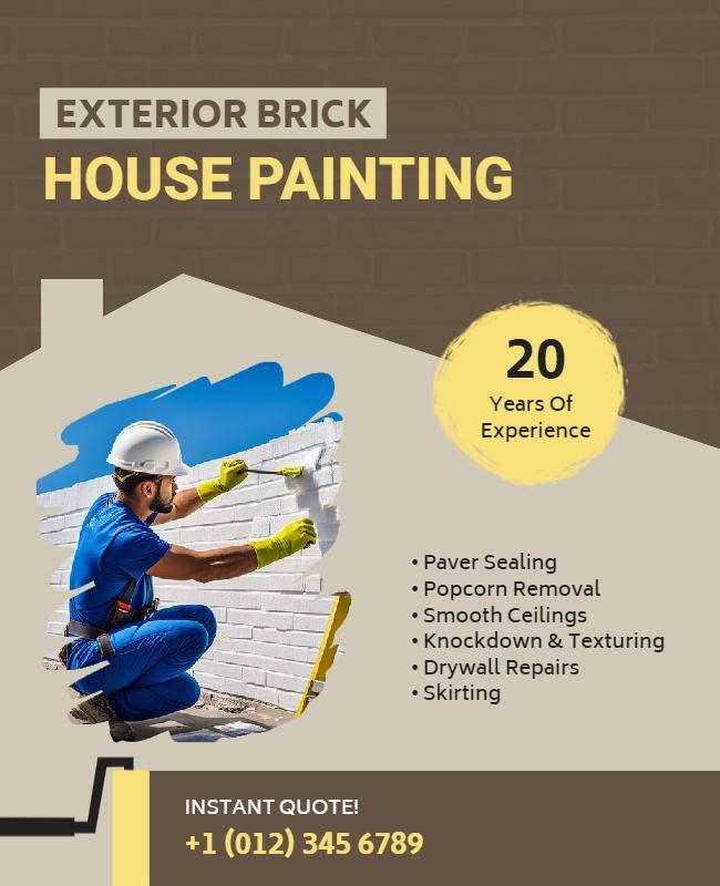 Exterior Brick House Painting Services Flyer Template